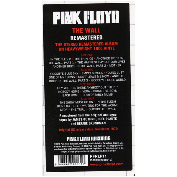 Pink Floyd The Wall 2LP 180 Gram Vinyl Gatefold Remastered Warner
