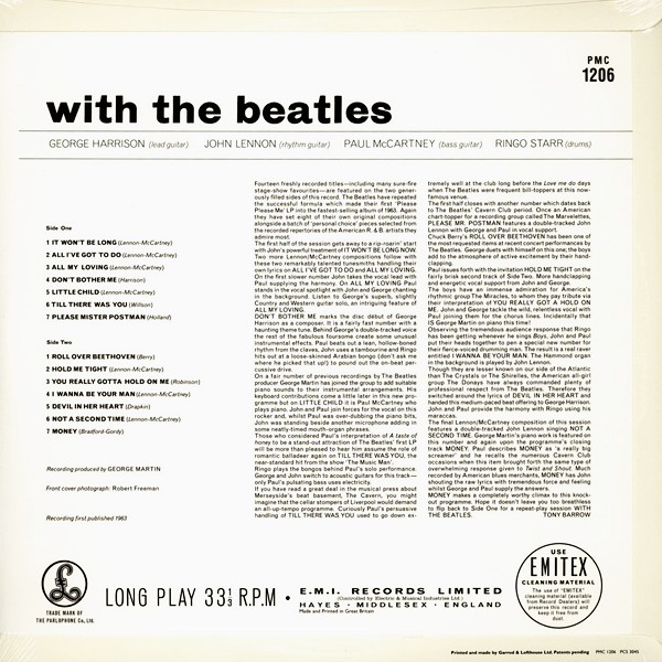 The Beatles With The Beatles MONO LP 180 Gram Vinyl All Analog